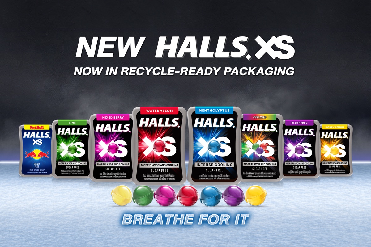 HALLS XS เปิดตัวบรรจุภัณฑ์ใหม่สีเทาที่พร้อมรีไซเคิล นำเสนอสูตรใหม่ล่าสุด รสชาติเข้มข้น สัมผัสเย็นกว่าเดิม