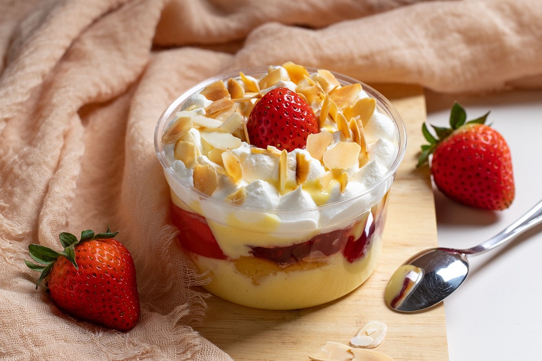 New Menu Peach Strawberry Trifle Now Available at Cafe Kantary A Traditional Sweet Touch for the Perfect End to a