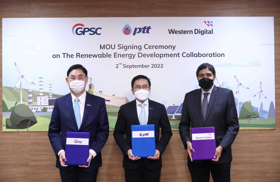 PTT - GPSC - Western Digital team up to expand the use of renewable energy in Thai industrial sector, promoting clean energy