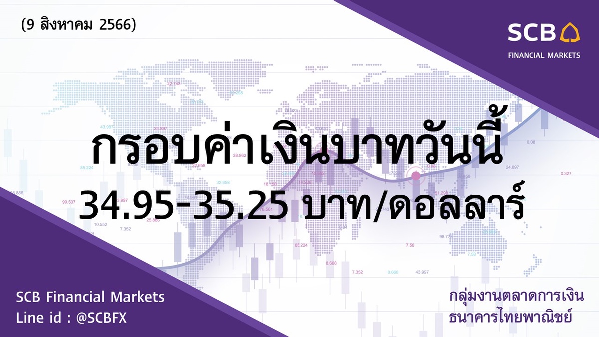 กลุ่มงานตลาดการเงิน ธนาคารไทยพาณิชย์ (SCB Financial Markets) ค่าเงินบาทประจำวันที่ 9 สิงหาคม 2566