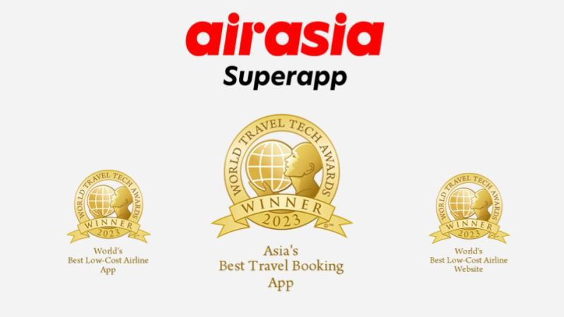 airasia Superapp คว้ารางวัลแอปพลิเคชั่นการจองที่ดีที่สุดในเอเชียจาก World Travel Tech Awards ประจำปี 2023