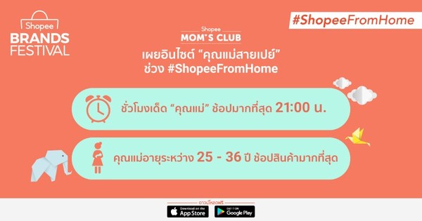 'ช้อปปี้ เผยอินไซต์ คุณแม่สายเปย์ ช่วง #ShopeeFromHome พร้อมจัดโปรแรงจากแบรนด์ดังเอาใจแม่บ้านยุคใหม่ ในแคมเปญ Shopee Brands Festival