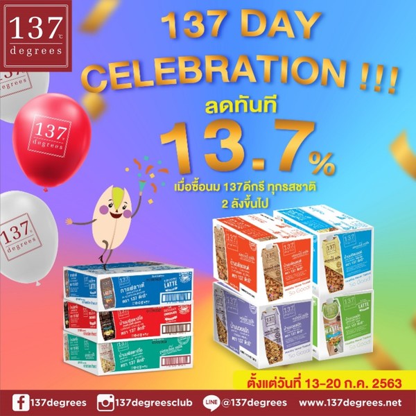 137 Day Celebration นม 137 ดีกรีลดทันที 13.7%