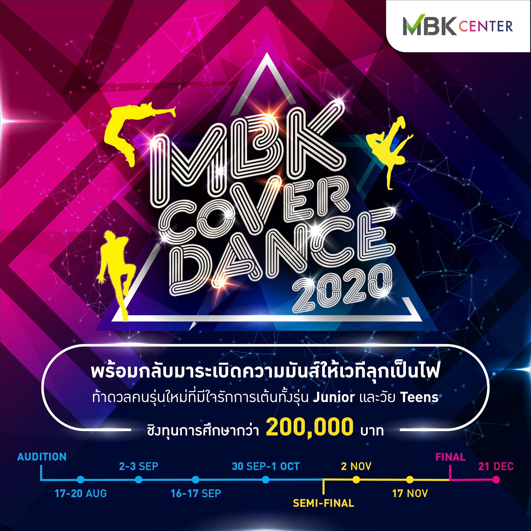สุดปัง! เปิดฉากงานเต้นโคฟเวอร์แห่งปี MBK COVER DANCE 2020 กองเชียร์คึกคัก เยาวชนตบเท้าร่วมแข่งขันชิงทุนการศึกษามากกว่า 200,000 บาท