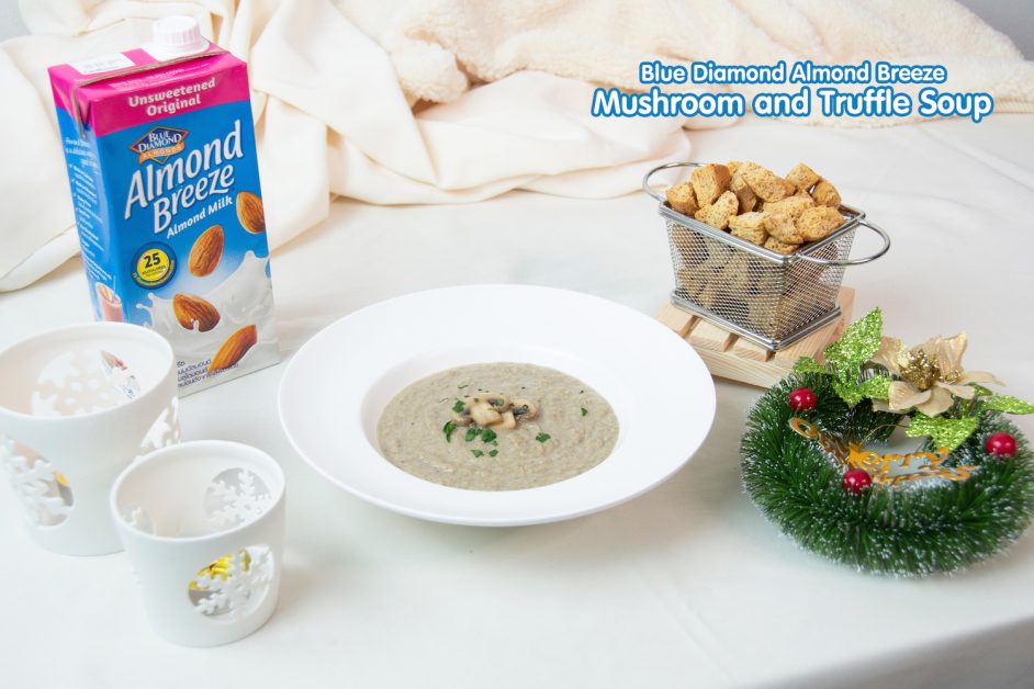 Festive Feel-Good Mushroom and Truffle Soup with Blue Diamond Almond Breeze
