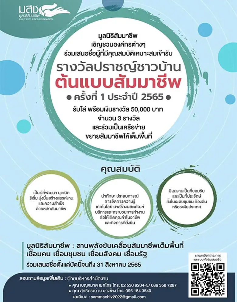 มูลนิธิสัมมาชีพจัดรางวัล "ปราชญ์ชาวบ้านต้นแบบ" เชิดชูภูมิปัญญาท้องถิ่น