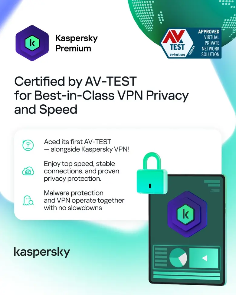 Kaspersky VPN praised for excellent high-speed performance in annual AV-TEST certification