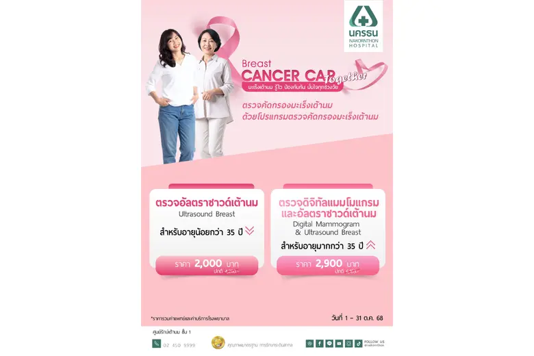 NKT เดินหน้ารณรงค์วันมะเร็งเต้านมโลก จัดโปรแกรมตรวจคัดกรองพิเศษ เริ่มต้นเพียง 1,900 บ. ตั้งแต่ 1-31 ต.ค.นี้