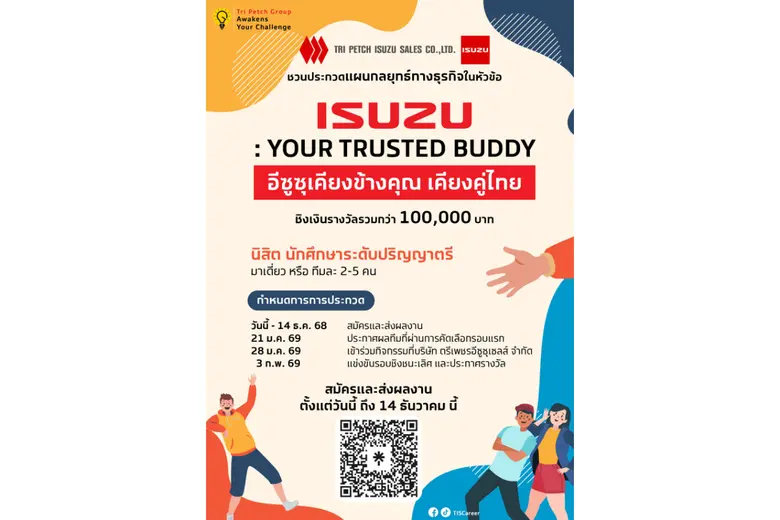 อีซูซุชวน Gen Z แชร์ไอเดียแผนกลยุทธ์ทางธุรกิจตอกย้ำคุณค่าแบรนด์อีซูซุ ในโครงการ "Tri Petch Group Awakens Your Challenge 2025"