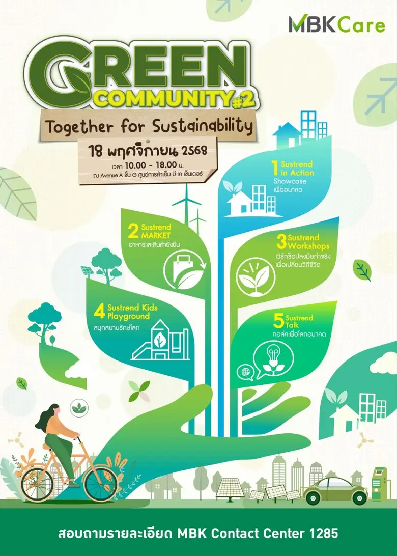 18 พฤศจิกายนนี้ เอ็ม บี เค ประกาศจัดงาน Green Community# 2 Together for Sustainability ผสาน 5 กิจกรรมด้านความยั่งยืน