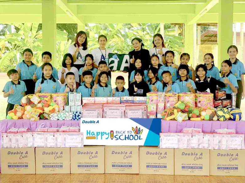 ดั๊บเบิ้ล เอ ส่งความสุขรับเปิดเทอม จัดกิจกรรม "Happy Back To School" ให้น้องๆ โรงเรียนบ้านโป่งไผ่