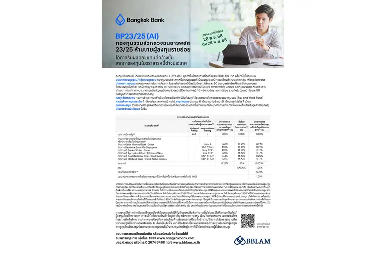 BBLAM เสนอขาย IPO 'BP23/25(AI)' วันที่ 26-28 พ.ย. 2568