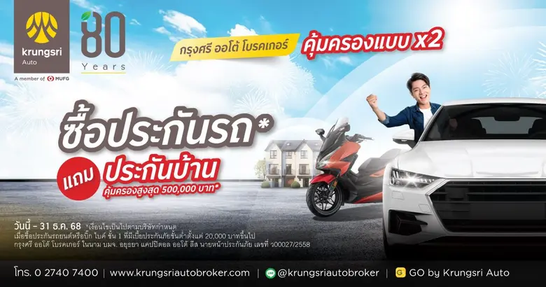 "Krungsri Auto Broker" Delivers Year-End Value Double-Deal Promotion: Home Insurance Free with Motor Insurance