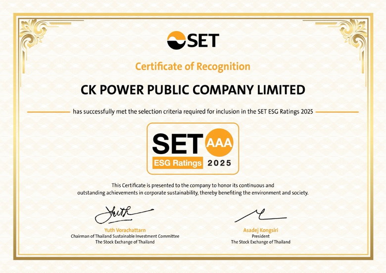 CKPower Achieves Highest AAA Rating in SET ESG Ratings 2025