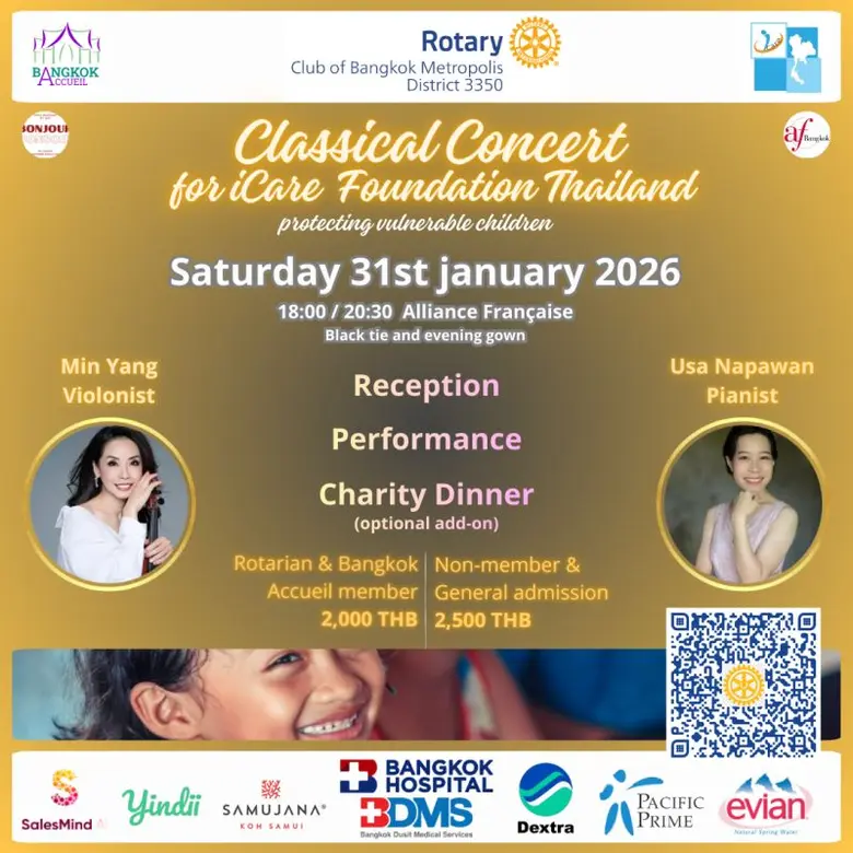 Rotary Club of Bangkok Metropolis Announces Classical Concert Fundraiser to Build "A Safe Home for Children"
