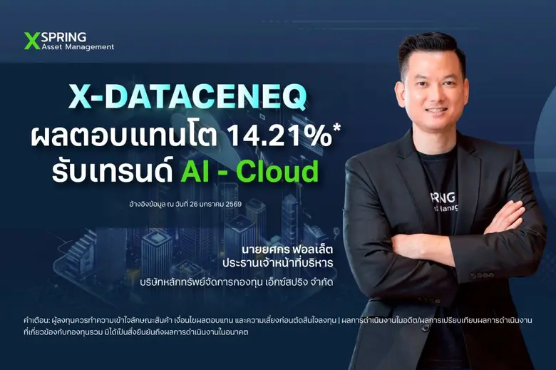 บลจ. เอ็กซ์สปริง โชว์เคสกองทุน "X-DATACENEQ" ผลตอบแทนโต 14.21% ใน 1 เดือน รับเทรนด์ AI - Cloud ปัจจัยหลักขับเคลื่อนเศรษฐกิจโลกยุคใหม่