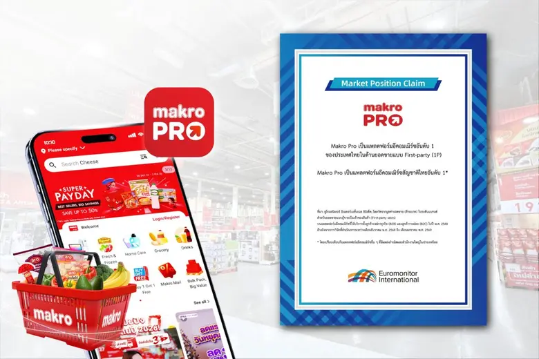 "Makro PRO" คว้าอันดับ 1 แพลตฟอร์มอีคอมเมิร์ซสัญชาติไทย จากการจัดอันดับของ Euromonitor International