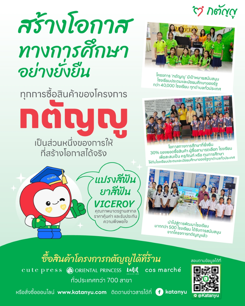 ก้าวแห่งความภูมิใจ "โครงการกตัญญู" ส่งมอบครุภัณฑ์ทางการศึกษา มูลค่ากว่า 15 ล้านบาท สู่ 455 โรงเรียนทั่วประเทศ