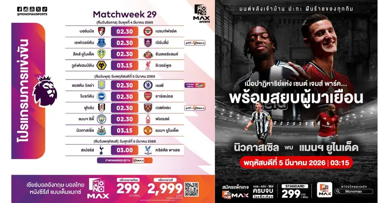 พรีเมียร์ลีกโค้งเดือด "เรือ-สิงห์-ผี-หงส์" ไล่บี้แต้ม จับตา "ไบร์ทตัน" ดวล "อาร์เซน่อล" ชี้ชะตาจ่าฝูง