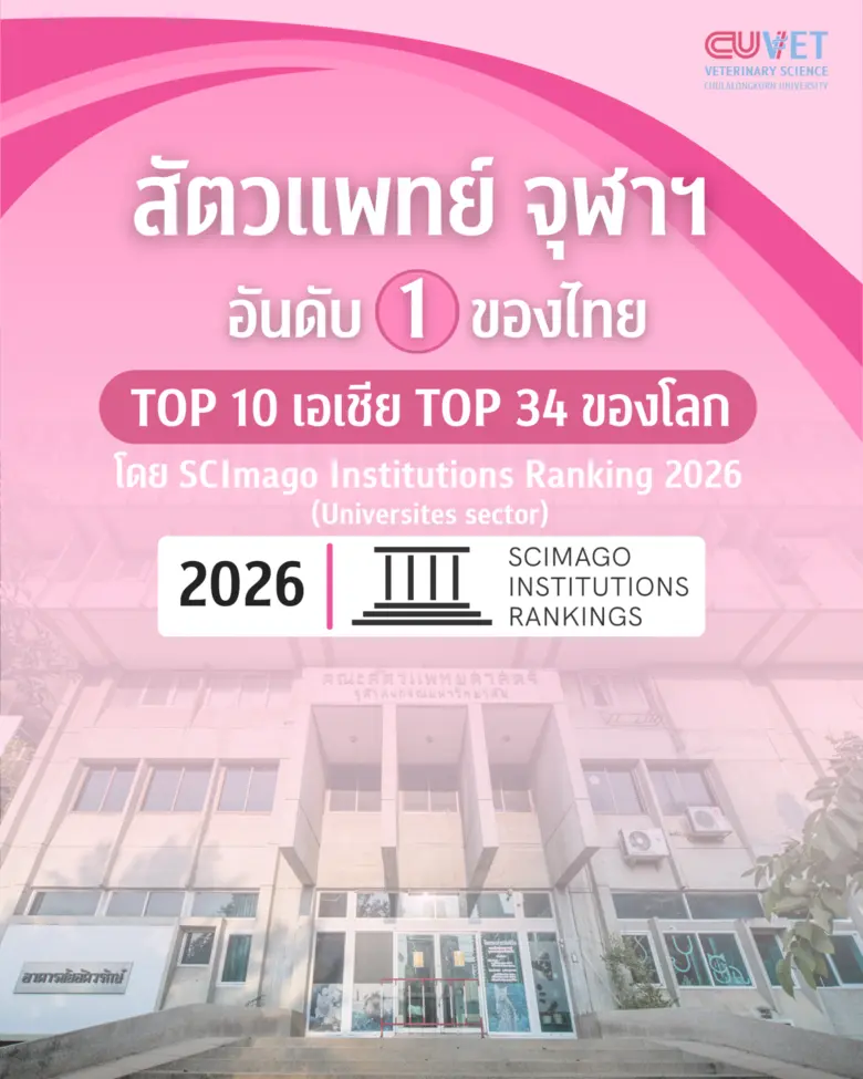 สัตวแพทย์ จุฬาฯ อันดับ 1 ของไทย TOP 10 เอเชีย อันดับ 34 ของโลก โดย SCImago Institutions Ranking 2026