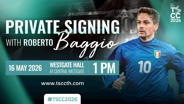 โอกาสพิเศษ! พบตำนาน "เทพบุตรเปียทองคำ" โรแบร์โต้ บาจโจ้ ในงาน TSCC'26 กับกิจกรรม Meet &amp; Greet สุดเอกซ์คลูซีฟ!