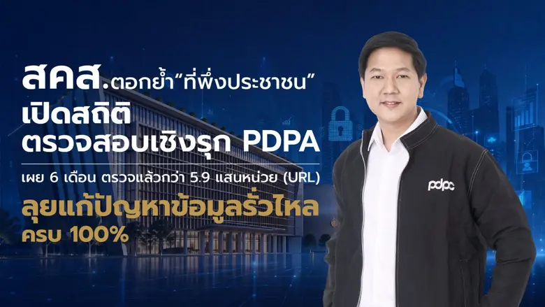 สคส. ตอกย้ำ "ที่พึ่งประชาชน" เปิดสถิติตรวจสอบเชิงรุก PDPA เผย 6 เดือน ตรวจแล้วกว่า 5.9 แสนหน่วย (URL) ลุยแก้ปัญหาข้อมูลรั่วไหลครบ 100%
