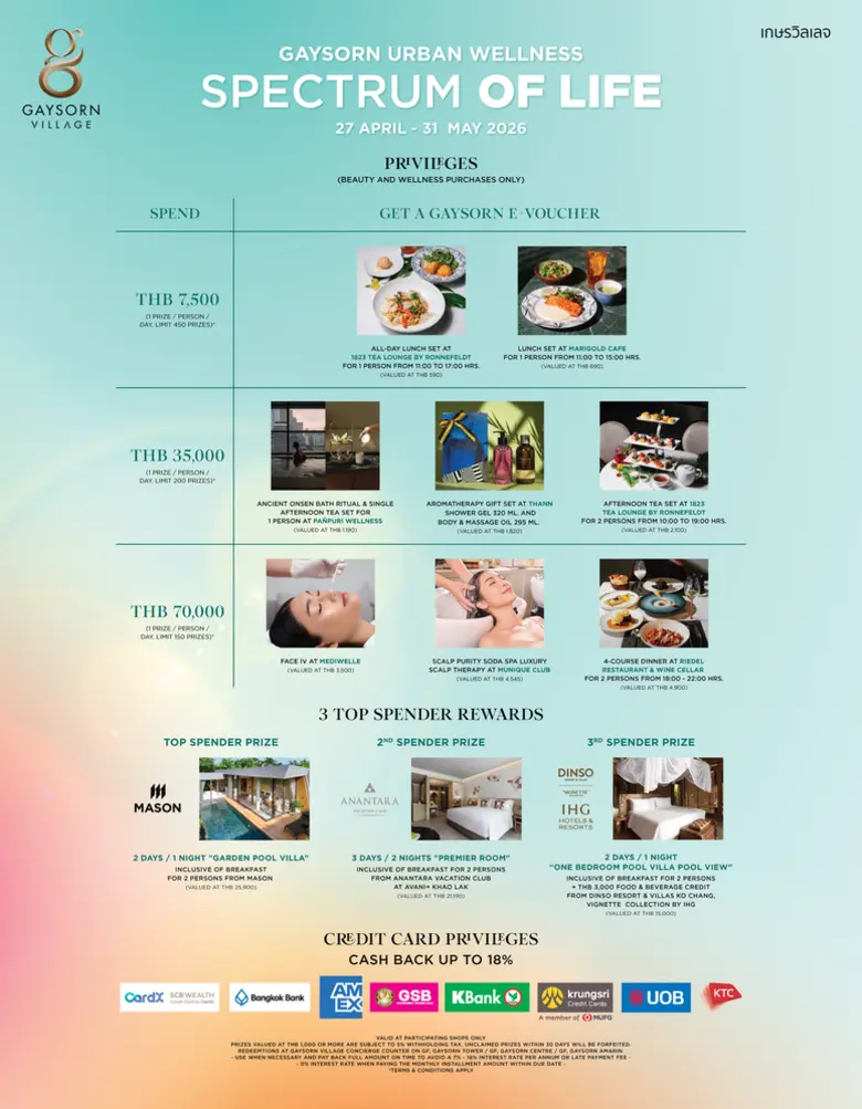 เกษรวิลเลจเปิดตัว "Spectrum of LIFE" นิยามใหม่ของการใช้ชีวิตและการดูแลสุขภาพอย่างมีระดับใจกลางราชประสงค์ เตรียมเปิดประสบการณ์ 27 เมษายน - 31 พฤษภาคม 2569