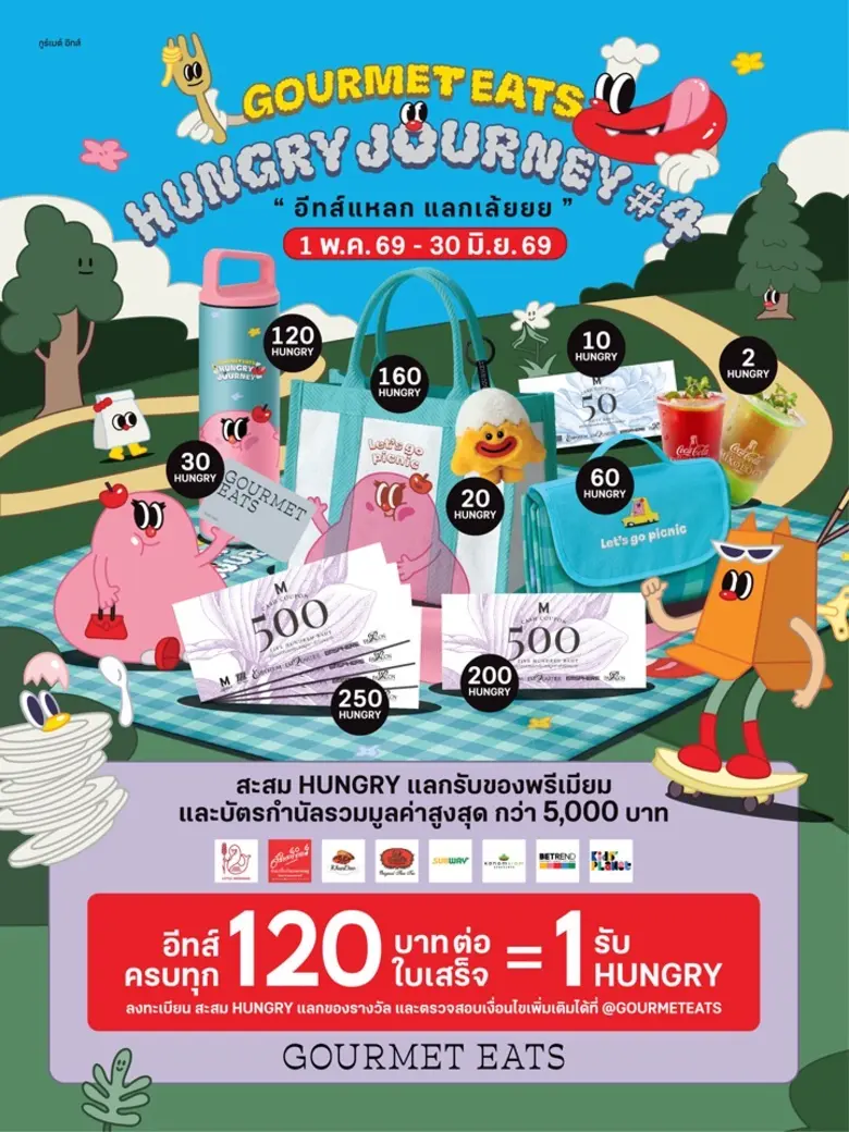กูร์เมต์ อีทส์ ต่อเนื่องแคมเปญ Hungry Journey #4 กินอร่อย รับโปรโมชันและของพรีเมียมสุดคุ้ม