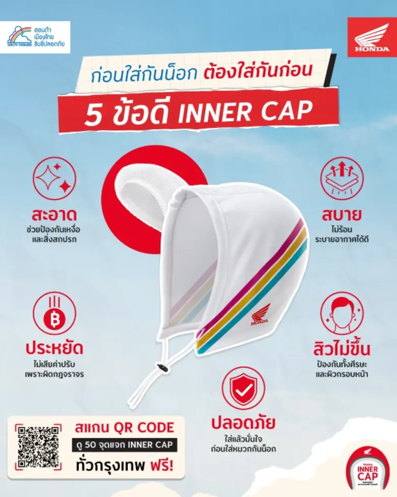 ไทยฮอนด้า และ เดนท์สุประเทศไทย สร้างสรรค์แคมเปญ "Honda Inner Cap" ขับขี่ปลอดภัยสวมหมวกกันน็อกอย่างสบายใจ