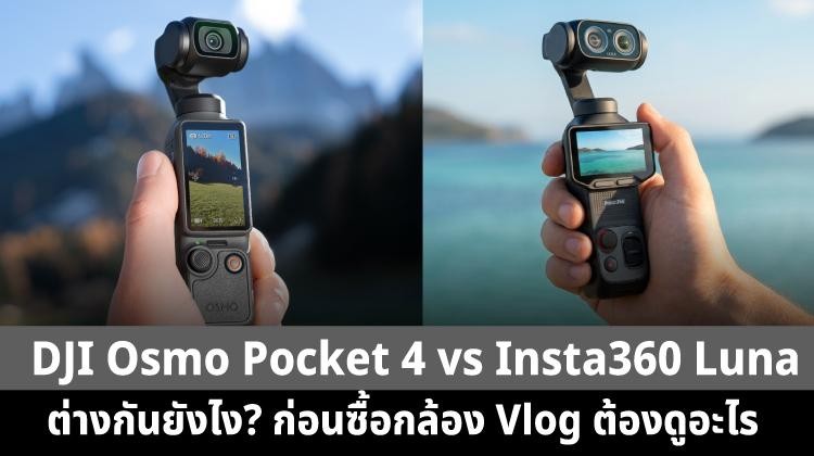 DJI Osmo Pocket 4 vs Insta360 Luna ต่างกันยังไง เลือกกล้อง Vlog รุ่นไหนดี 2026