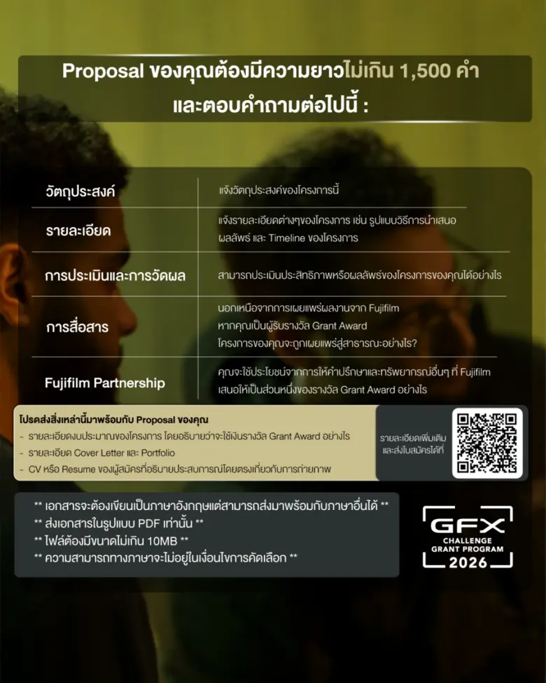 โอกาสมาถึงแล้ว! ฟูจิฟิล์ม เปิดรับสมัคร GFX Challenge Grant Program ปีที่ 5 หนุนช่างภาพไทยสู่เวทีโลก ชวนสร้างสรรค์ผลงานชิงทุนสูงสุด 10,000 ดอลลาร์สหรัฐ