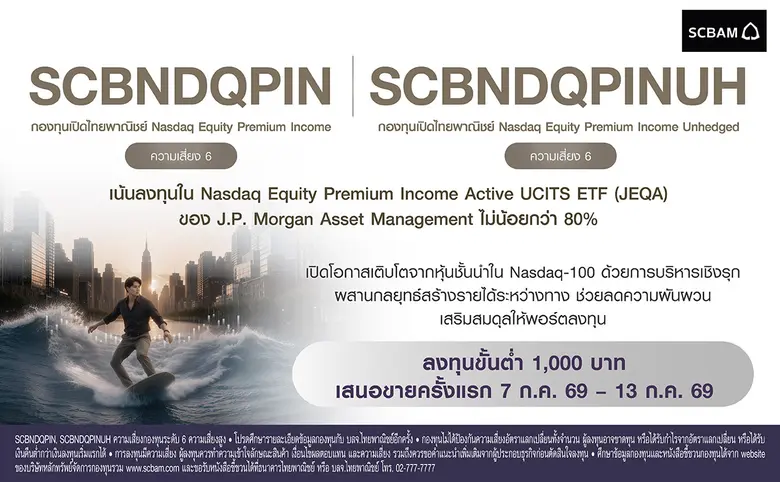 SCBAM ส่งกองทุน SCBNDQPIN และ SCBNDQPINUH ลงทุนเชิงรุกในหุ้น Nasdaq-100 พร้อมโอกาสสร้างรายได้จากการขายสัญญาออปชัน