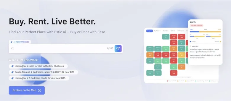 Estic.ai แพลตฟอร์มลงทุนเช่า - ซื้ออสังหาฯ สุดล้ำ! ในประเทศไทย เปิดตัวฟีเจอร์ใหม่ Livability ความน่าอยู่อัจฉริยะ AI ผสาน 'ไลฟ์สไตล์' คนรุ่นใหม่ได้อย่างลงตัว