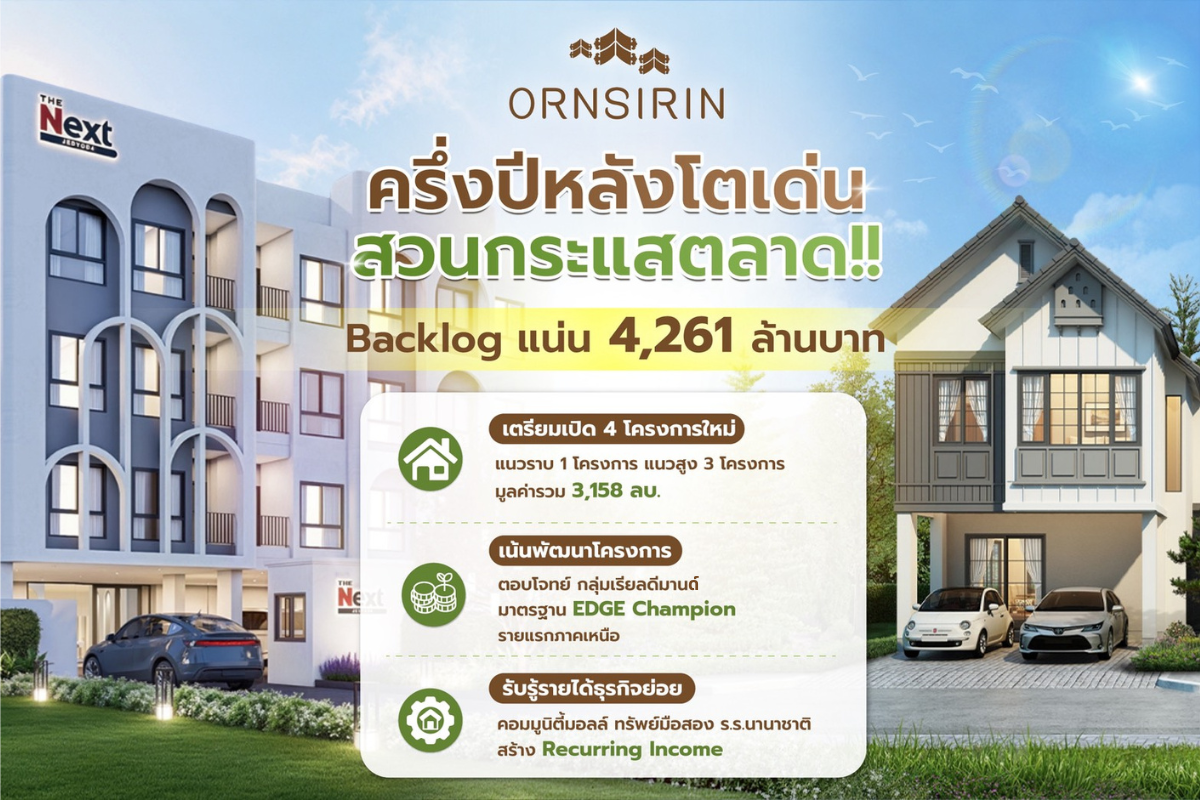 ORN สวนกระแส ทั้งปีโต 20% ตุน Backlog 4,261 ลบ. โกยรายได้ธุรกิจย่อย