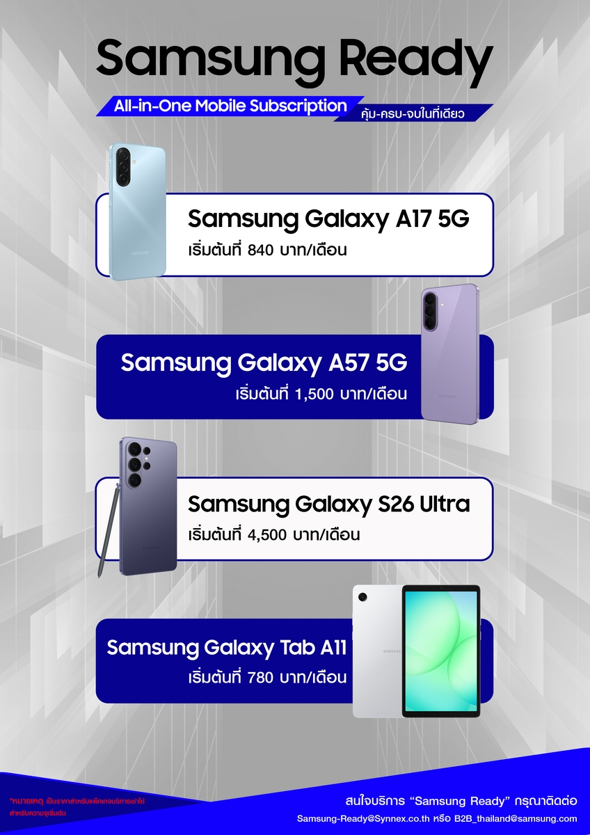 SAMSUNG จับมือ SYNNEX พลิกตลาดบริการเช่าใช้มือถือและแท็ปเล็ตองค์กร เปิดตัว Samsung Ready ตอบโจทย์องค์กรยุคใหม่