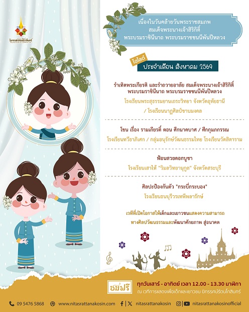 เวทีการแสดงเพื่อเด็กและเยาวชน นิทรรศน์รัตนโกสินทร์ เดือนสิงหาคมนี้