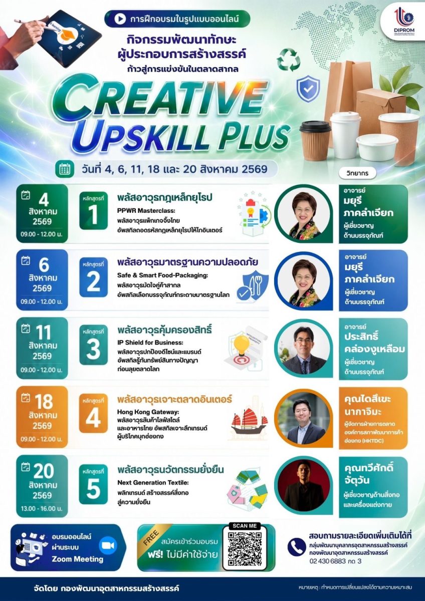 "ดีพร้อม" เปิดรับสมัครแล้ว "Creative Upskill Plus"