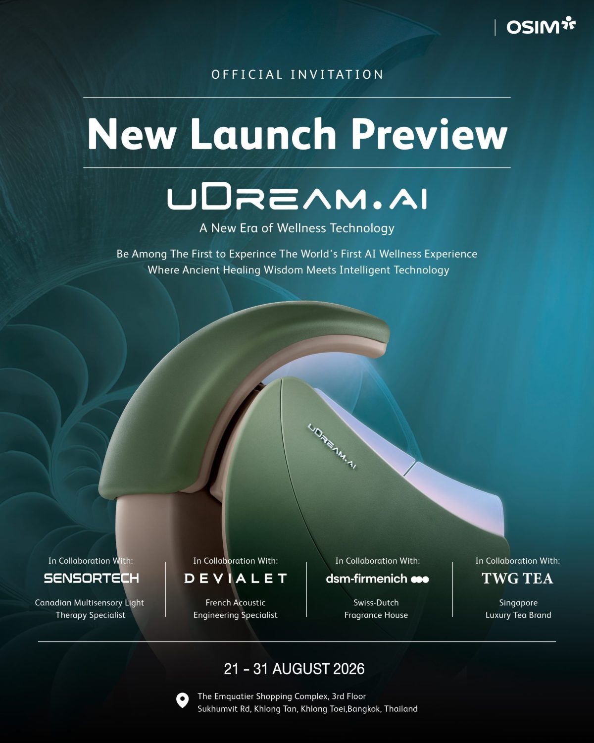 OSIM ชวนสัมผัส 11 วันแห่งประสบการณ์ WELLNESS ระดับโลก เปิดตัว OSIM UDREAM.AI