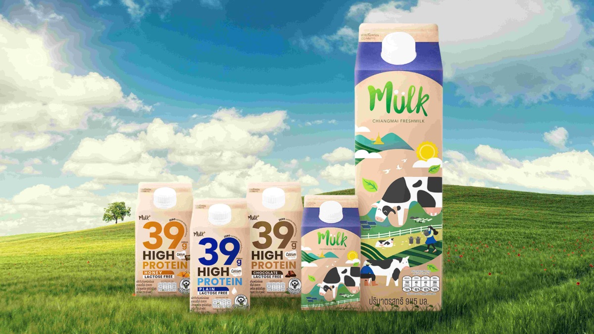 "Mulk" นมพาสเจอร์ไรส์ และ "Mulk+" นมโปรตีนสูง จากเชียงใหม่เฟรชมิลค์แบรนด์ไทยรายแรกที่ใช้กล่อง Tetra Rex(R) Plant-based ผลิตจากวัสดุหมุนเวียนจากพืช