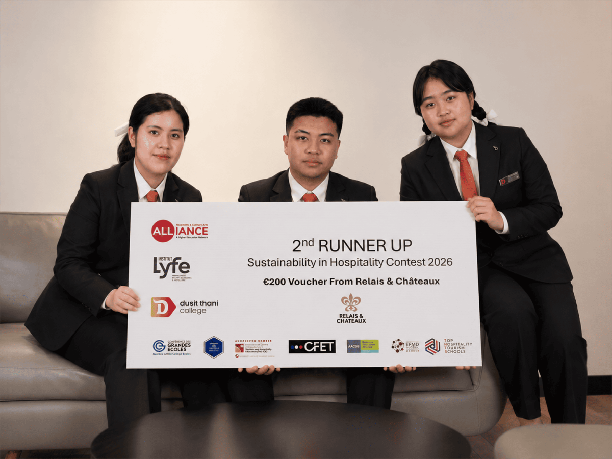 นักศึกษาวิทยาลัยดุสิตธานีคว้ารางวัลระดับนานาชาติจาก The Alliance Network ต่อเนื่องเป็นปีที่สอง