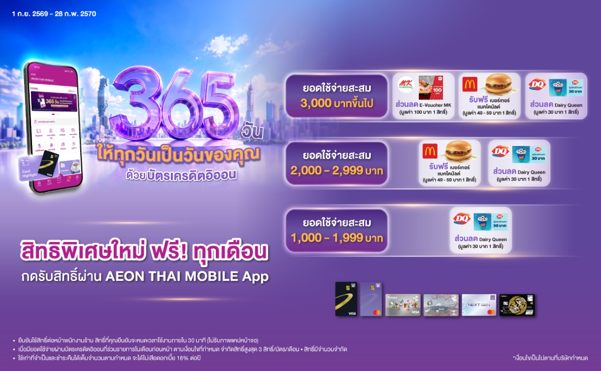 อิออน สานต่อความสุขไม่รู้จบกับแคมเปญ "365 วัน ให้ทุกวันเป็นวันของคุณ" จัดเต็มความอร่อยฟินรอบใหม่ กับ 3 แบรนด์ดัง