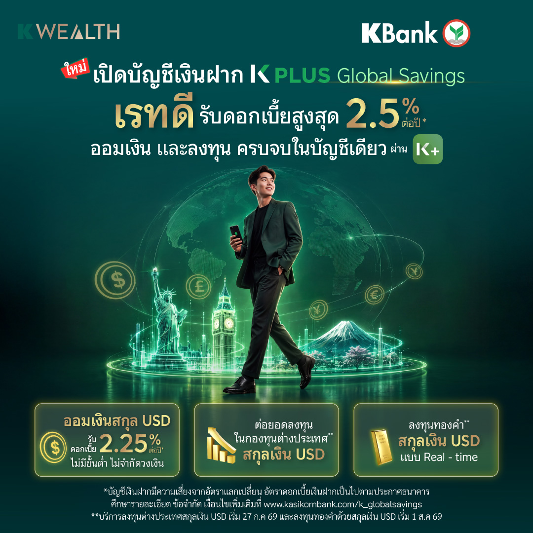 K WEALTH กสิกรไทย มองสกุลเงิน USD ยังเป็น Core Currency ของพอร์ตลงทุน