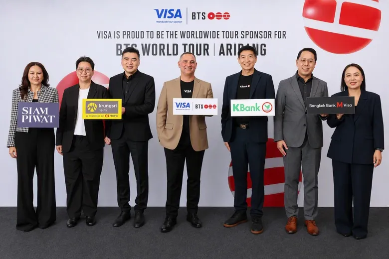 วีซ่าผนึกกำลัง ธนาคารกสิกรไทย กรุงศรี Bangkok Bank M และสยามพิวรรธน์ มอบสิทธิประโยชน์และประสบการณ์สุดเอ็กซ์คลูซีฟ เปิดโอกาสให้แฟนไทยใกล้ชิด BTS WORLD TOUR 'ARIRANG' IN BANGKOK
