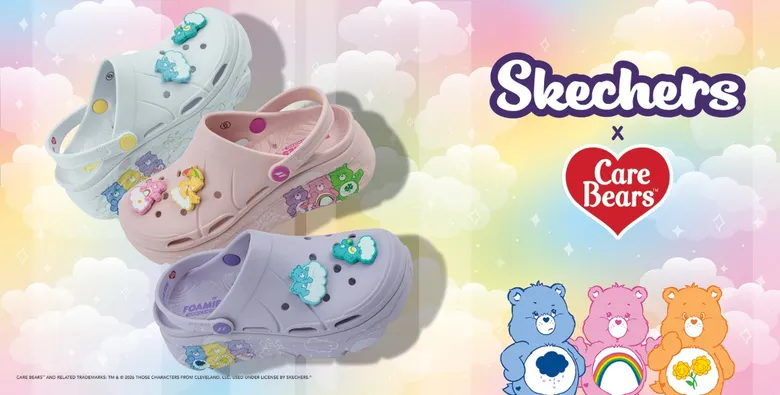 Skechers x Care Bears(TM) เติมสีสันและความสนุกแห่งวันวานให้ทุกย่างก้าวกับคอลเลกชันใหม่ Skechers Foamies(R) และรองเท้าผ้าใบ