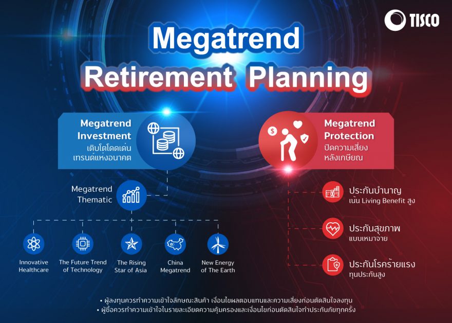 ธ.ทิสโก้ ชูคอนเซ็ปต์ Megatrend Retirement Planning พลิกโฉมพอร์ตกองทุน - ประกัน รับสังคมสูงอายุ ชี้วางแผนแบบดั้งเดิม ไม่เพียงพอวัยเกษียณ