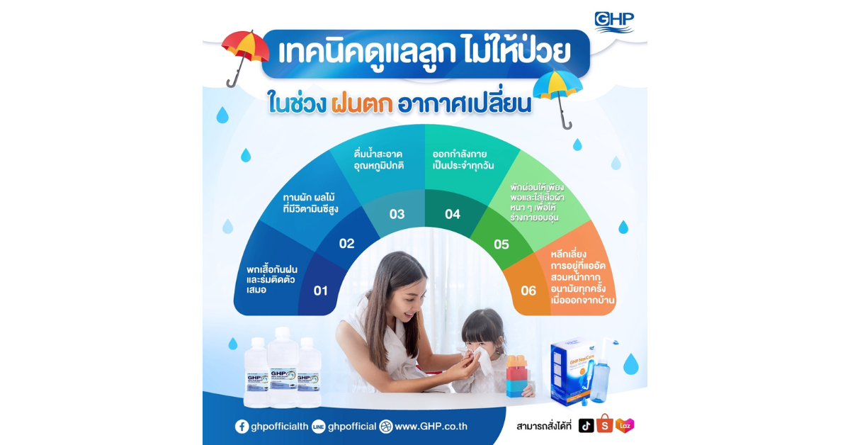 เทคนิคดูแลลูก ไม่ให้ป่วย ฝนตก อากาศเปลี่ยน By GHP