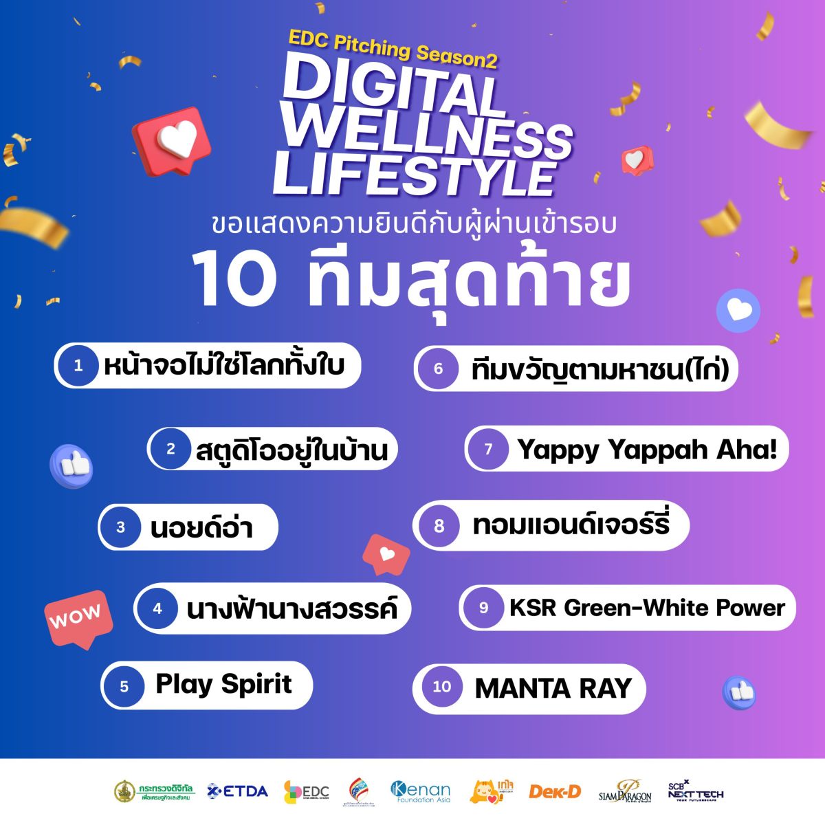 ETDA ชวนลุ้น! ทีมไหนคว้าสุดยอดไอเดีย Digital Wellness Lifestyle กับแข่งขัน EDC Pitching ประจำปี 67 รู้พร้อมกัน 7 ส.ค. นี้