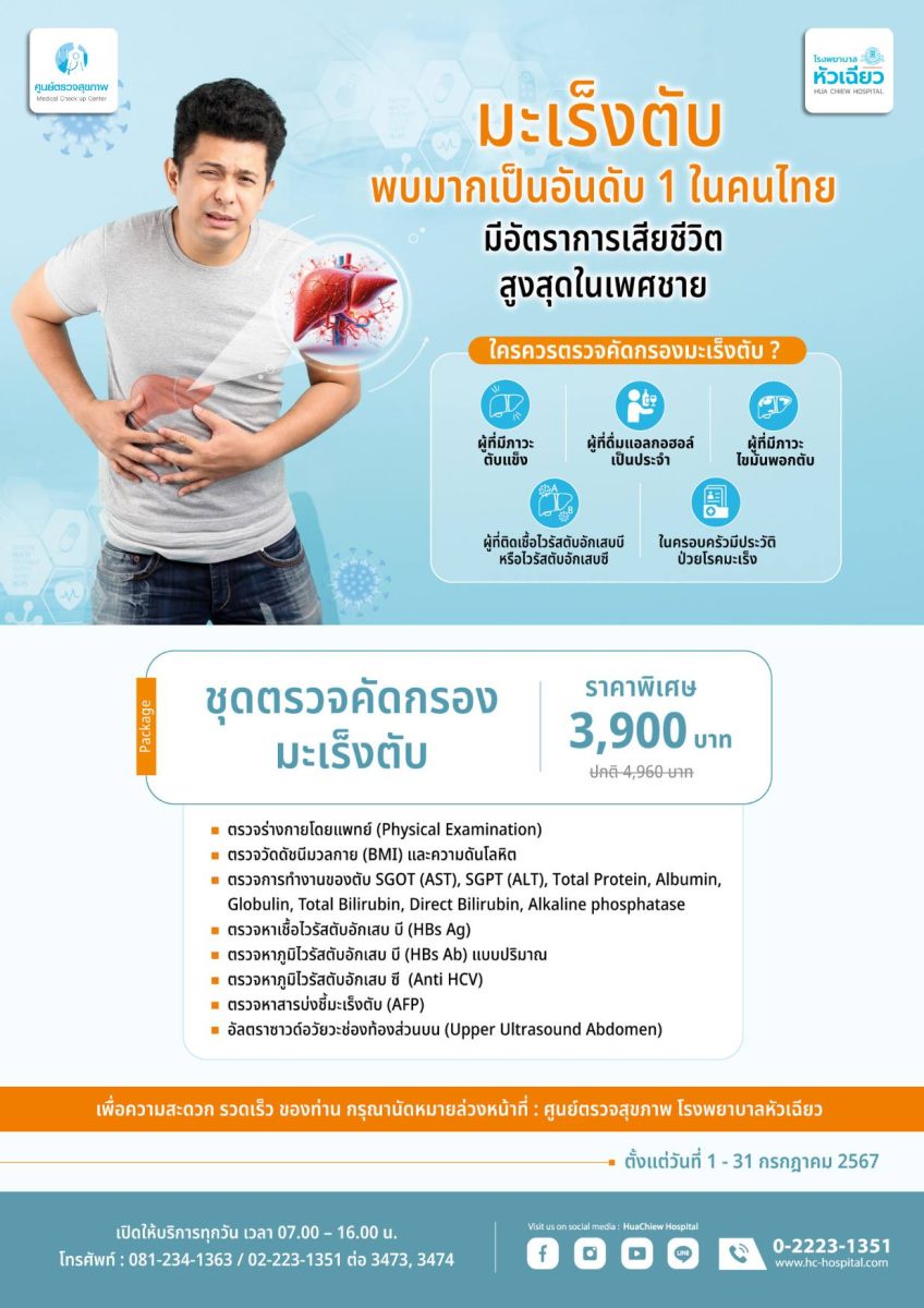 มะเร็งตับ! พบมากเป็นอันดับ 1 ในคนไทย. มีอัตราการเสียชีวิตสูงสุดในเพศชาย