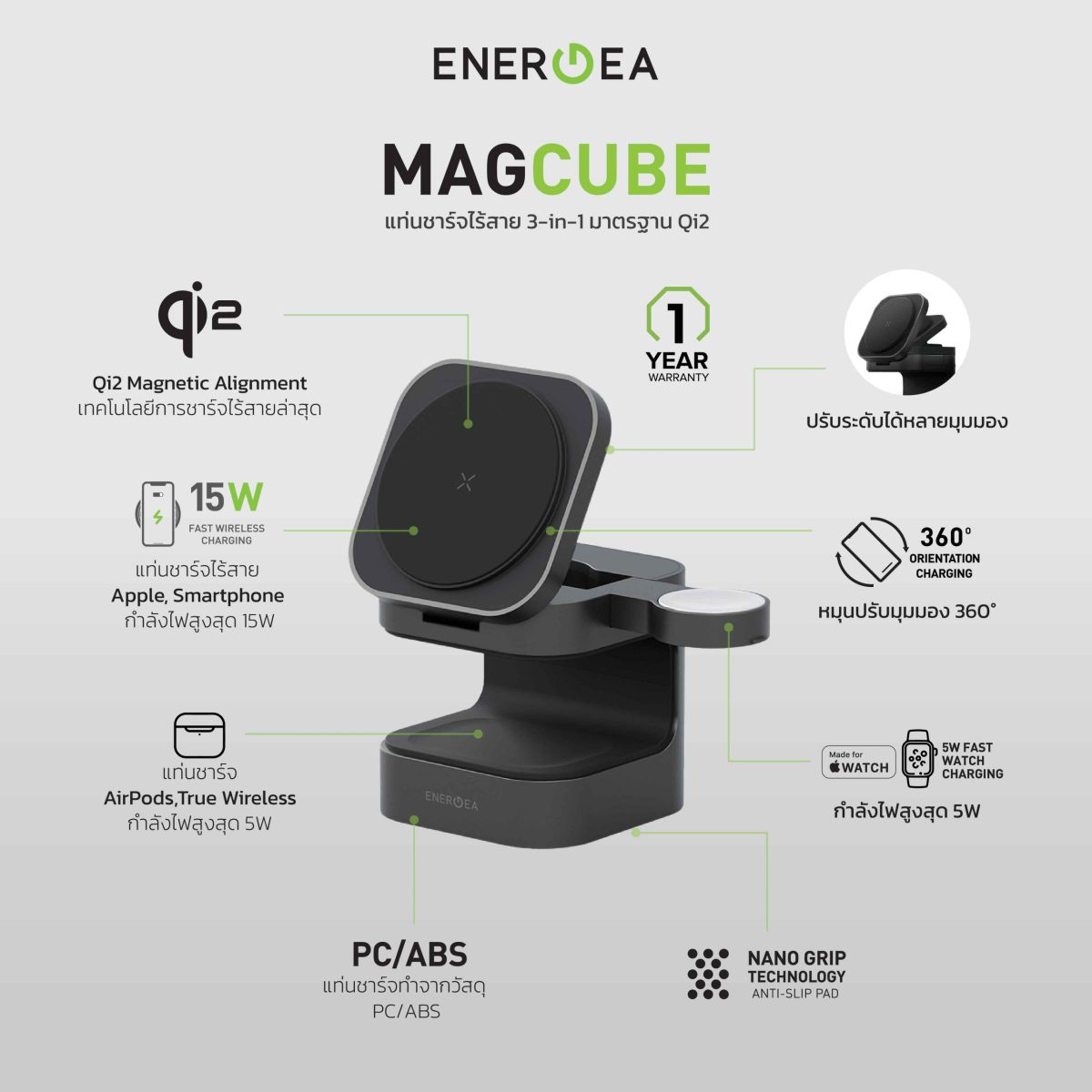 อาร์ทีบีฯ เปิดตัว MagCube แท่นชาร์จแม่เหล็กไร้สาย 3-in-1 สุดจิ๋ว จากแบรนด์ Energea มาพร้อมมาตรฐาน Qi2 ช่วยให้ชาร์จได้เร็วขึ้นถึง