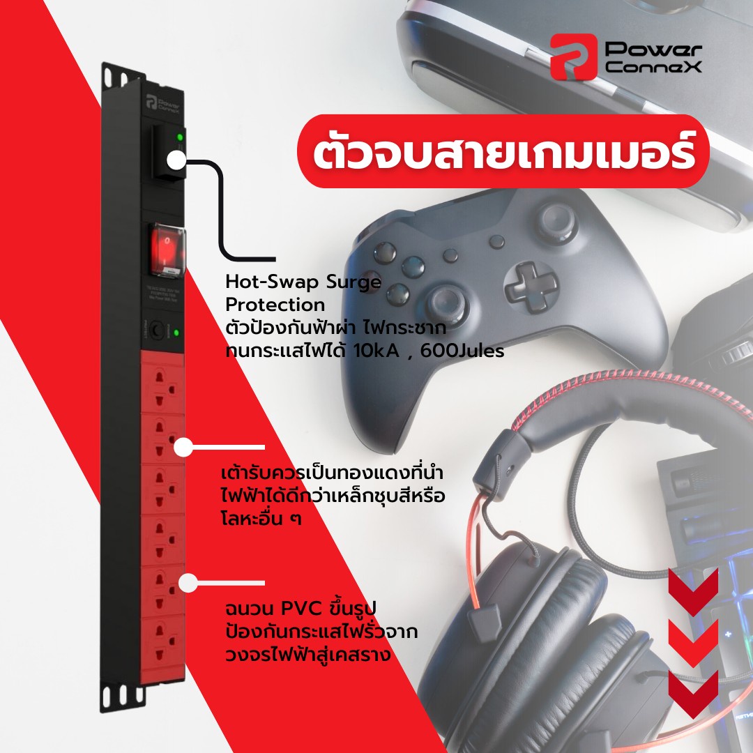 PowerConnex แนะนำ Hot Swap Surge Protection รางปลั๊กไฟตัวจบสายเกมเมอร์